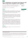 Cover page: Late contributions of repetitive head impacts and TBI to depression symptoms and cognition.