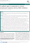 Cover page: E-cadherin gene re-expression in chronic lymphocytic leukemia cells by HDAC inhibitors