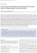 Cover page: Virtual Environmental Enrichment through Video Games Improves Hippocampal-Associated Memory