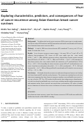 Cover page: Exploring characteristics, predictors, and consequences of fear of cancer recurrence among Asian‐American breast cancer survivors