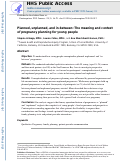 Cover page: Planned, unplanned and in-between: the meaning and context of pregnancy planning for young people