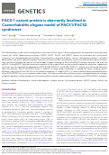 Cover page of PACS-1 variant protein is aberrantly localized in Caenorhabditis elegans model of PACS1/PACS2 syndromes.