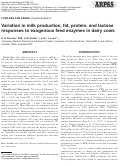 Cover page: Variation in milk production, fat, protein, and lactose responses to exogenous feed enzymes in dairy cows