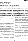 Cover page: Noise minimization in eukaryotic gene expression