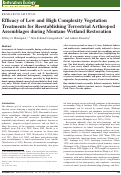 Cover page: Efficacy of Low and High Complexity Vegetation Treatments for Reestablishing Terrestrial Arthropod Assemblages during Montane Wetland Restoration