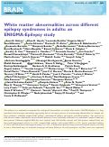 Cover page: White matter abnormalities across different epilepsy syndromes in adults: an ENIGMA-Epilepsy study