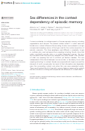 Cover page: Sex differences in the context dependency of episodic memory.