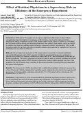 Cover page: Effect of Resident Physicians in a Supervisory Role on Efficiency in the Emergency Department