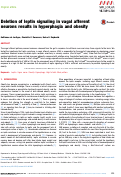 Cover page: Deletion of leptin signaling in vagal afferent neurons results in hyperphagia and obesity