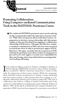 Cover page: Promoting Collaboration: Using Computer-mediated Communication Tools in the Practicum Course