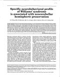 Cover page: Specific neurobehavioral profile of Williams' syndrome is associated with neocerebellar hemispheric preservation.