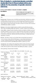 Cover page: Role of obesity in a randomized placebo-controlled, double-blind trial of difluoromethylornithine plus sulindac for the prevention of sporadic colorectal adenomas.