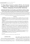 Cover page: T1 Slope Minus Cervical Lordosis (TS-CL), the Cervical Answer to PI-LL, Defines Cervical Sagittal Deformity in Patients Undergoing Thoracolumbar Osteotomy.