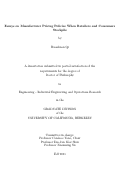 Cover page: Essays on Manufacturer Pricing Policies When Retailers and Consumers Stockpile