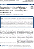 Cover page: Keratoprosthesis, silicone oil placement, and fluocinolone acetonide implant for treatment of uveitis-associated hypotony and keratopathy