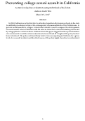 Cover page: Preventing college sexual assault in California A state level policy evaluation using individual school data