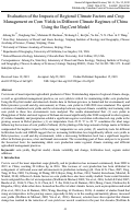 Cover page: Evaluation of the Impacts of Regional Climate Factors and Crop Management on Corn Yields in Different Climate Regimes of China Using the DayCent Model