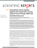 Cover page: Sympathetic inputs regulate adaptive thermogenesis in brown adipose tissue through cAMP-Salt inducible kinase axis