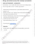 Cover page: Energy and nutrient recovery from municipal and industrial waste and wastewater - a perspective