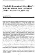 Cover page: “This Is My Reservation; I Belong Here”: Salish and Kootenai Battle Termination with Self-Determination, 1953–1999