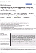 Cover page: Open-label follow-on study evaluating the efficacy, safety, and quality of life with extended daily oral immunotherapy in children with peanut allergy.