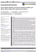 Cover page: Use of clinical pharmacy services by American Indians and Alaska Native adults with cardiovascular disease