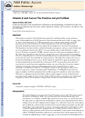 Cover page: Vitamin D and cancer: the promise not yet fulfilled