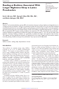 Cover page: Reading at Bedtime Associated With Longer Nighttime Sleep in Latino Preschoolers