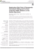 Cover page: Replication Pilot Trial of Therapeutic Horseback Riding and Cortisol Collection With Children on the Autism Spectrum