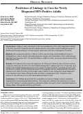 Cover page: Predictors Of Linkage To Care For Newly Diagnosed HIV-Positive Adults