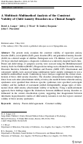 Cover page: A Multitrait–Multimethod Analysis of the Construct Validity of Child Anxiety Disorders in a Clinical Sample