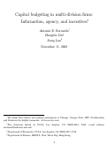 Cover page: Capital Budgeting in Multi-Division Firms: Information, Agency, and Incentives