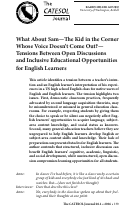 Cover page: What About Sam—The Kid in the Corner Whose Voice Doesn’t Come Out?—Tensions Between Open Discussions and Inclusive Educational Opportunities for English Learners