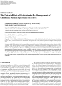 Cover page: The Potential Role of Probiotics in the Management of Childhood Autism Spectrum Disorders