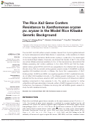 Cover page: The Rice Xa3 Gene Confers Resistance to Xanthomonas oryzae pv. oryzae in the Model Rice Kitaake Genetic Background