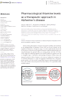 Cover page: Pharmacological thiamine levels as a therapeutic approach in Alzheimer's disease