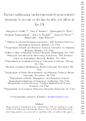 Cover page: Factors influencing underrepresented geoscientists' decisions to accept or decline faculty job offers in the US