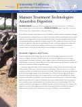 Cover page: Manure Treatment Technologies: Anaerobic Digesters