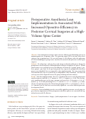 Cover page: Perioperative Anesthesia Lean Implementation IS Associated With Increased Operative Efficiency in Posterior Cervical Surgeries at a High-Volume Spine Center