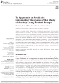 Cover page: To Approach or Avoid: An Introductory Overview of the Study of Anxiety Using Rodent Assays