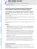 Cover page: Is Breast-Conserving Therapy Appropriate for Male Breast Cancer Patients? A National Cancer Database Analysis