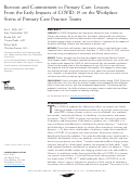 Cover page: Burnout and Commitment to Primary Care: Lessons From the Early Impacts of COVID-19 on the Workplace Stress of Primary Care Practice Teams