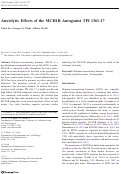 Cover page: Anxiolytic Effects of the MCH1R Antagonist TPI 1361-17