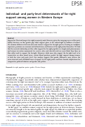 Cover page: Individual- and party-level determinants of far-right support among women in Western Europe