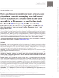 Cover page: Roles and recommendations from primary care physicians towards managing low-risk breast cancer survivors in a shared-care model with specialists in Singapore—a qualitative study