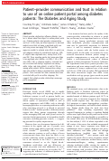 Cover page: Patient-provider communication and trust in relation to use of an online patient portal among diabetes patients: The Diabetes and Aging Study.