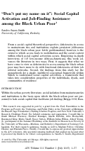 Cover page: “Don’t put my name on it”: Social Capital Activation and Job‐Finding Assistance among the Black Urban Poor