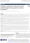 Cover page: Hostility, compassion and role reversal in West Virginia’s long opioid overdose emergency