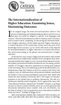 Cover page: The Internationalization of Higher Education: Examining Issues, Maximizing Outcomes