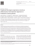 Cover page: Peripheral blood gene expression reveals an inflammatory transcriptomic signature in Friedreich’s ataxia patients